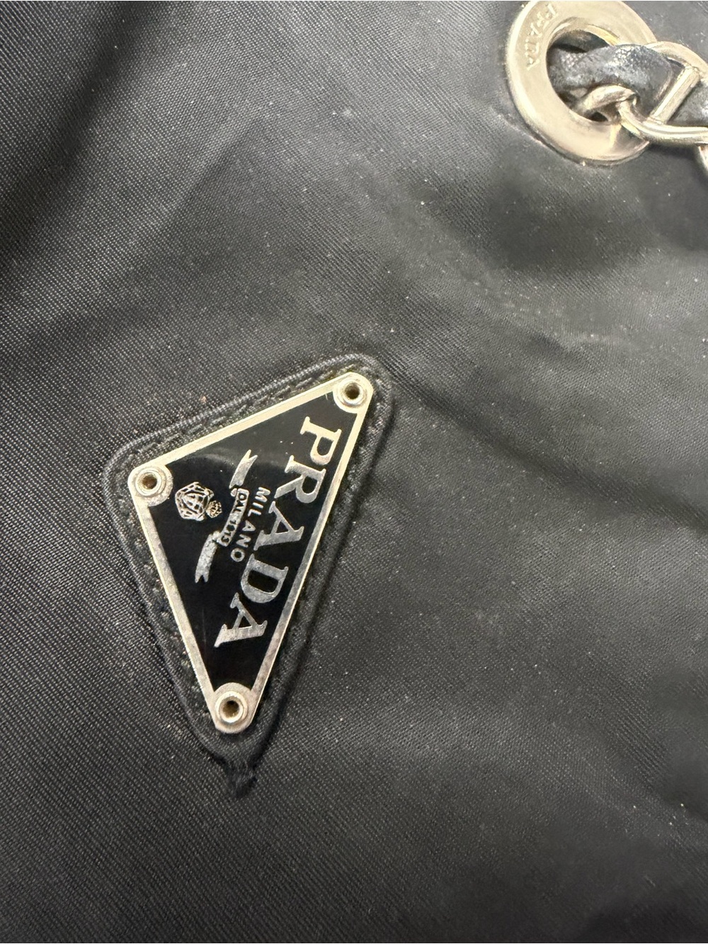 Prada Black Nylon Chain-Handle Tote with Silver Hardware - Picture 7 of 15